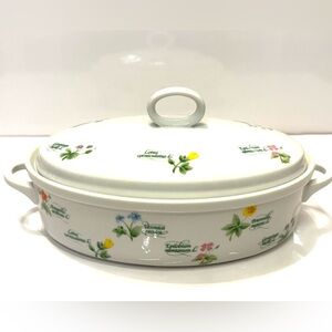 Vintage Anchor Ovenware Oval Casserole Dish with Lid – Floret Botanical Pattern